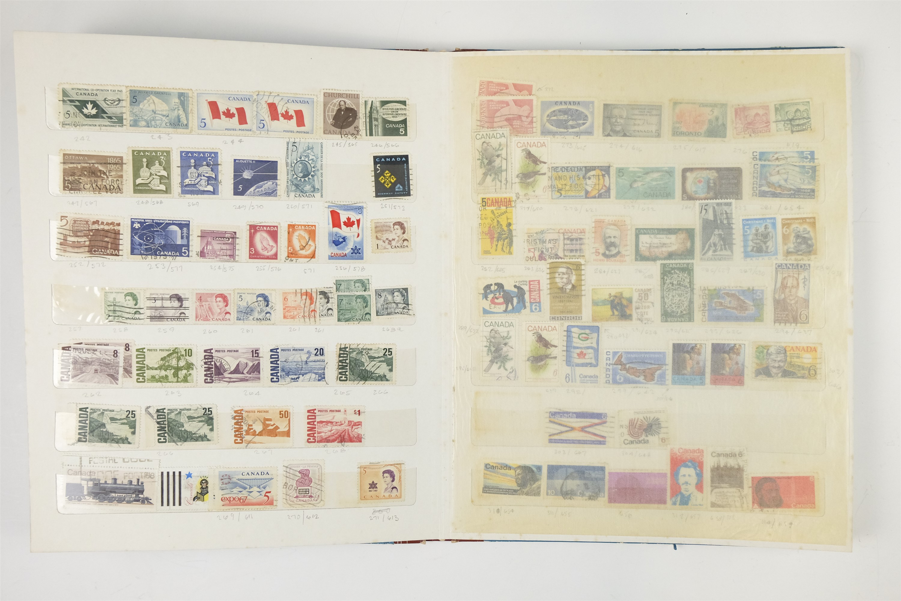 Three hingeless albums containing a collection of USA and Canadian stamps together with a quantity - Image 21 of 47