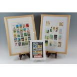 Three framed The Adventures of Tintin stamp displays, comprising French and Belgian stamps,