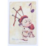 An early 20th Century "Bonzo" comical musical postcard with internal squeaker, depicting Bonzo
