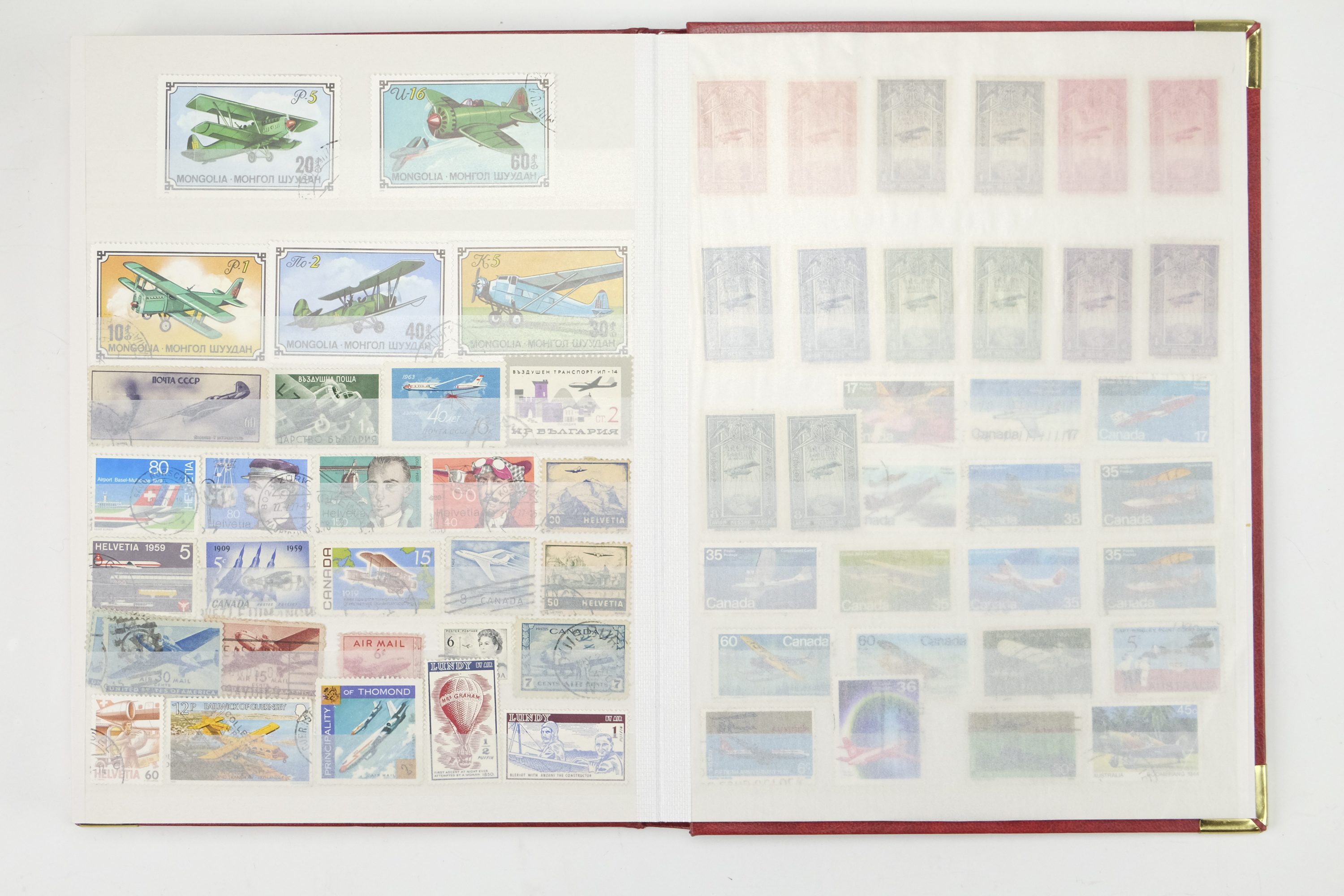Five hingeless albums of world stamps, including an album of aircraft commemoratives, India, Cuba, - Image 12 of 53