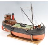 A hand built remote control plastic scale model fishing boat / Clyde Puffer "First Light", 69 cm