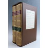 A Folio Society edition of Samuel Johnson's Dictionary, two volumes, half calf with raised bands a