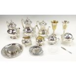 A four piece Oneida Silversmiths electroplate tea set together with a two piece electroplate tea