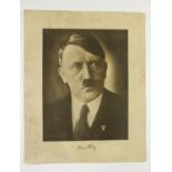 A German Third Reich lithographic portrait of Adolf Hitler, with facsimile signature, un-framed,