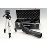 A Meade 20-60 x 60 mm spotting scope and tripod in a hard shell case with instructions