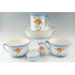 A Falcon Ware hand enamelled floral pattern wash set and chamber pots by JHW & Sons Ltd, circa