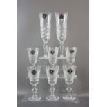 A cased set of six Edinburgh Crystal "Hungary" pattern sherry glasses together with a boxed pair