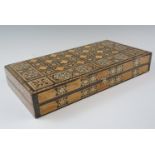 An Indo Persian or North African micro mosaic backgammon set, 40 x 20 x 7 cm