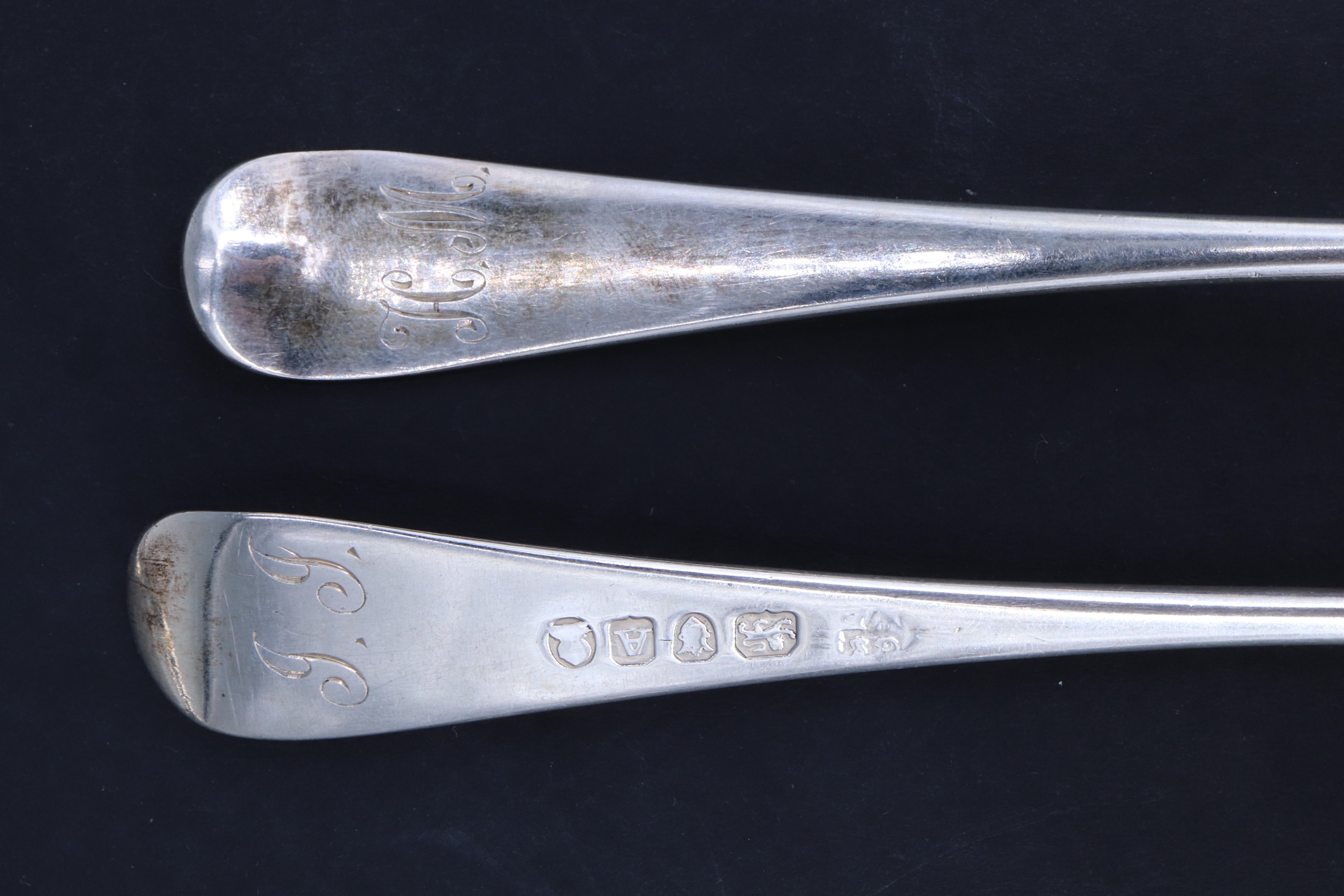 A set of five silver Hanoverian pattern desert forks, bearing monograms front and back, George Smith - Image 2 of 2