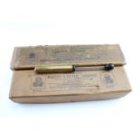 Two vintage brass cattle syringes respectively by Joseph Gray and Son and Arnold and Sons, 61 cm,