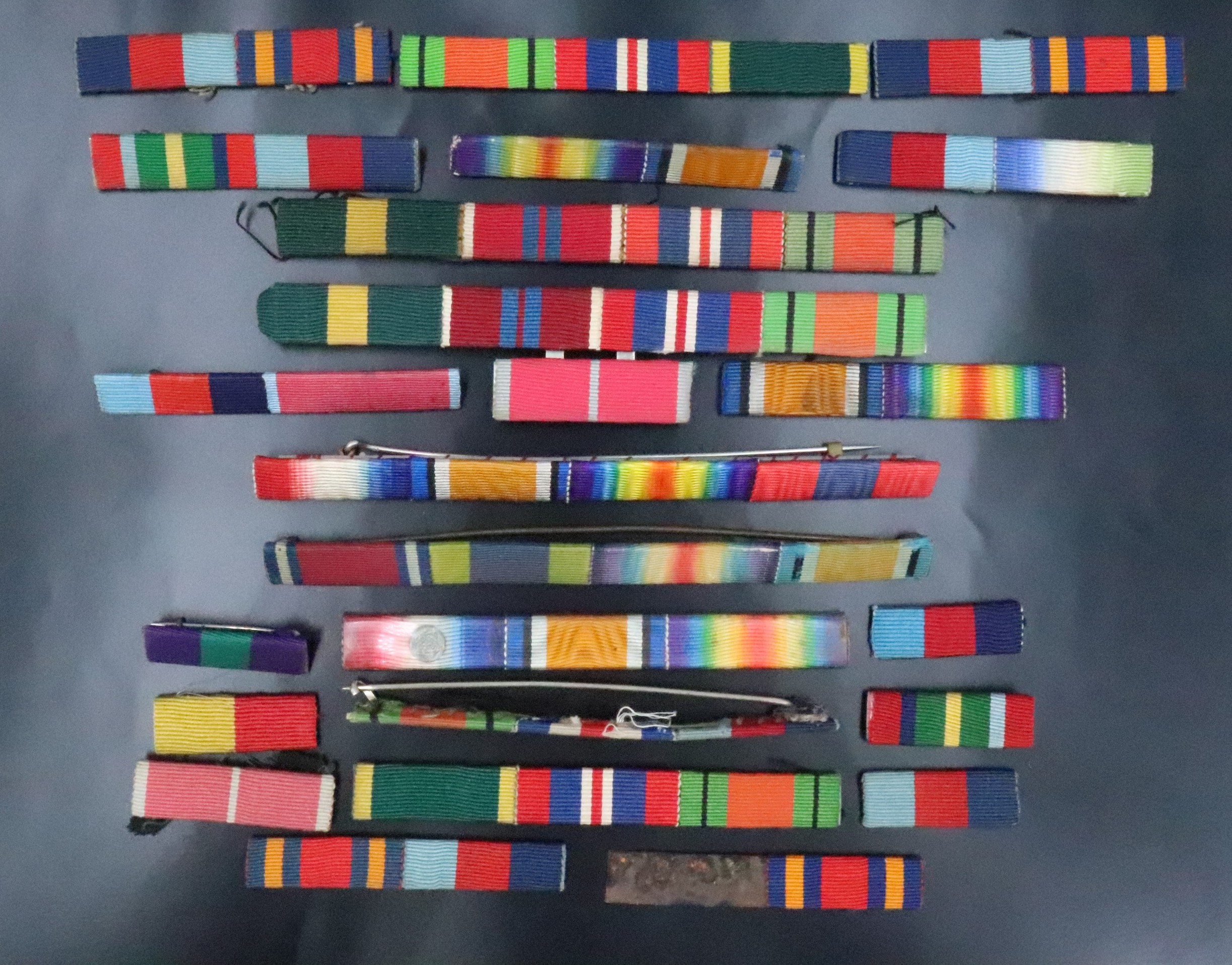 A group of medal ribbon bars