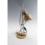 A 1980s painted aluminium and chrome adjustable desk lamp, 40 cm