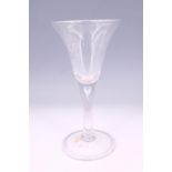 A large 1937 Coronation commemorative mid-18th Century style wine glass, of drawn trumpet form