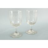 A pair of Victorian wheel-cut fern and blossom pattern tavern glasses, 14.5 cm