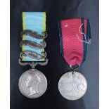 A Crimea Medal with three clasps to Sergt C Rushton, 55th Regt Foot, together with a Turkish