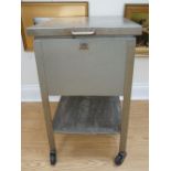 A mid 20th Century office steel portable filing drawer cum trolley table, 43 x 63.5 x 69 cm