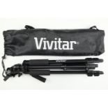 A Vivitar camera tripod, with carry case, 102 cm fully extended