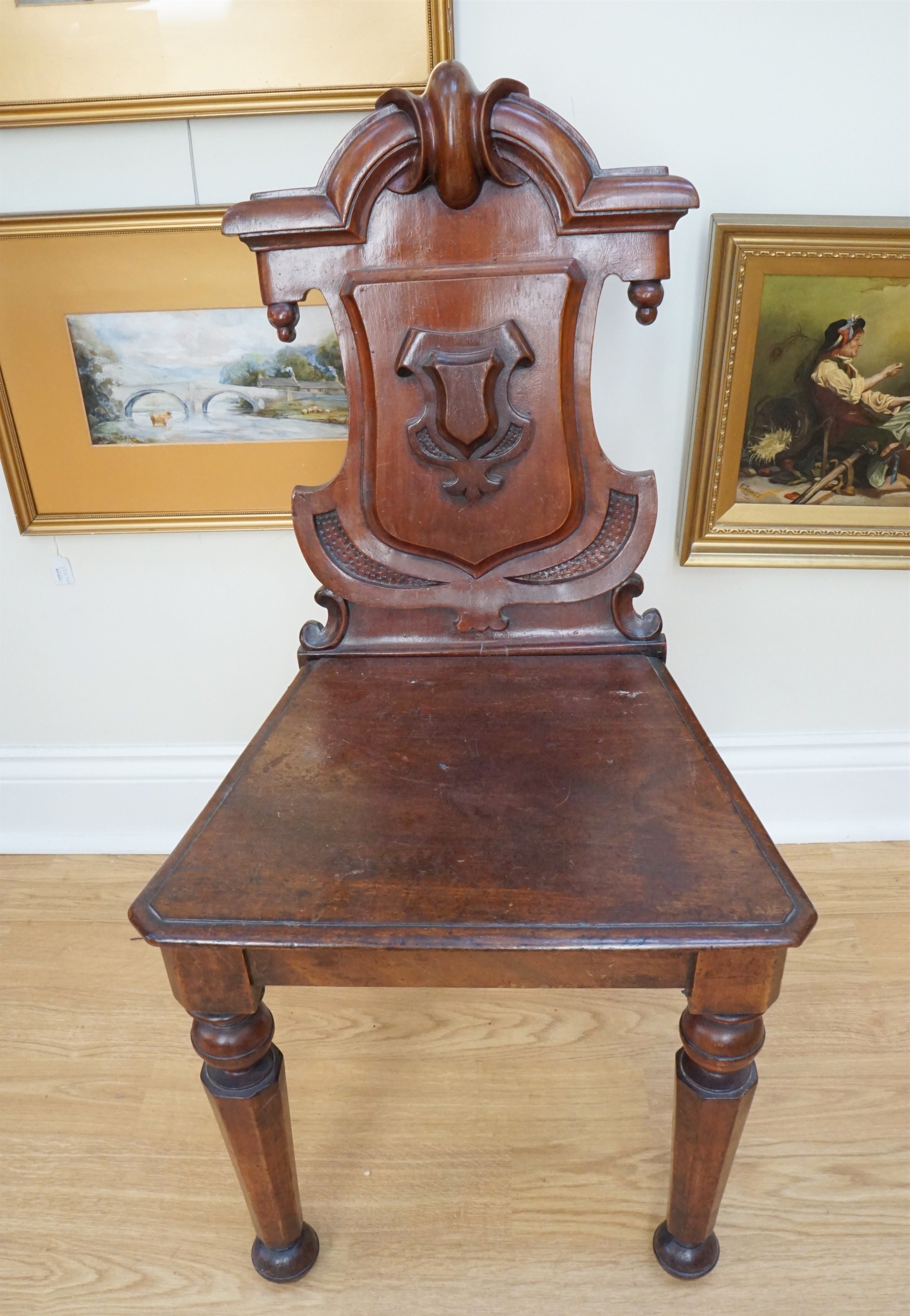 A Victorian mahogany hall chair - Image 2 of 3