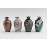 A series of Japanese small oviform copper vases, demonstrating the stages in the production of
