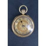 A Belle Epoque lady's 18 ct gold fob watch, having a Swiss crown-wound and pin-set movement and