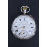 A late Victorian silver pocket watch by Fattorini & Sons of Bradford, "watch and chronometer