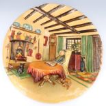 A mid / late 20th Century kitsch painted plaster relief wall plaque by W H Bossons, 36 cm diameter