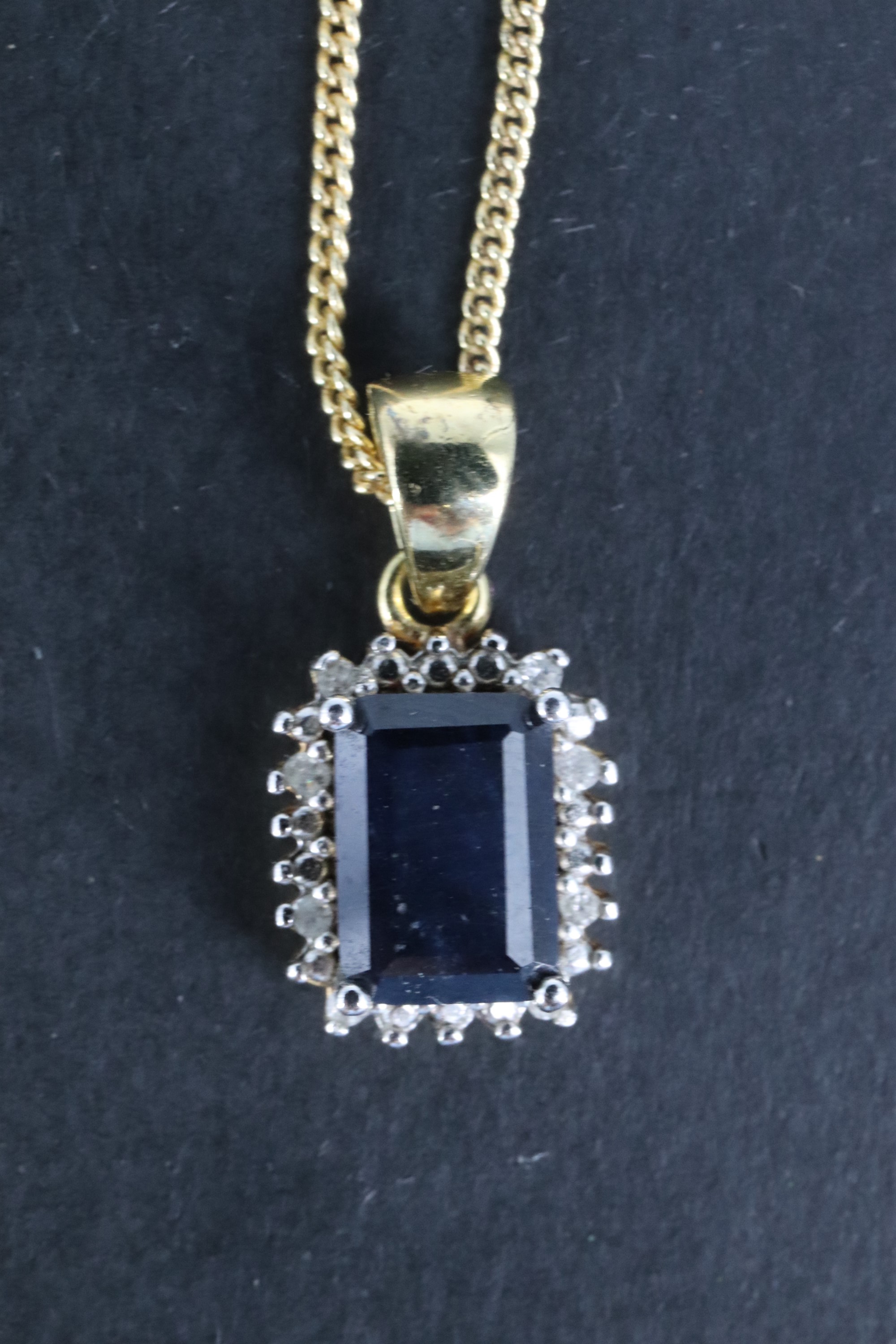 A modern sapphire and gilt white-metal demi-parure, comprising a pendant set with an emerald-cut - Image 11 of 20