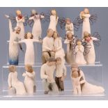 Fourteen Willow Tree figurines, including Child's Touch, Anniversary, etc, tallest 21 cm