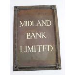 An early 20th Century Midland Bank Limited bronze sign, by repute from the Manchester Deansgate