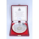 A cased 1977 Silver Jubilee limited edition silver dish, commissioned by the Grenadier Guards, 10