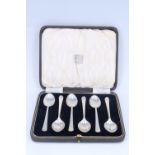 A cased set of 1930s silver tea / coffee spoons, each having stepped-reeded stem, Atkin Brothers,