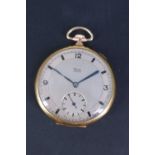 A Rone "Dress" gold plated open-faced pocket watch, 46 mm excluding stem and bow, (running when