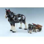 A large Melba Ware figurine of a cob horse together with another smaller, tallest 28 cm