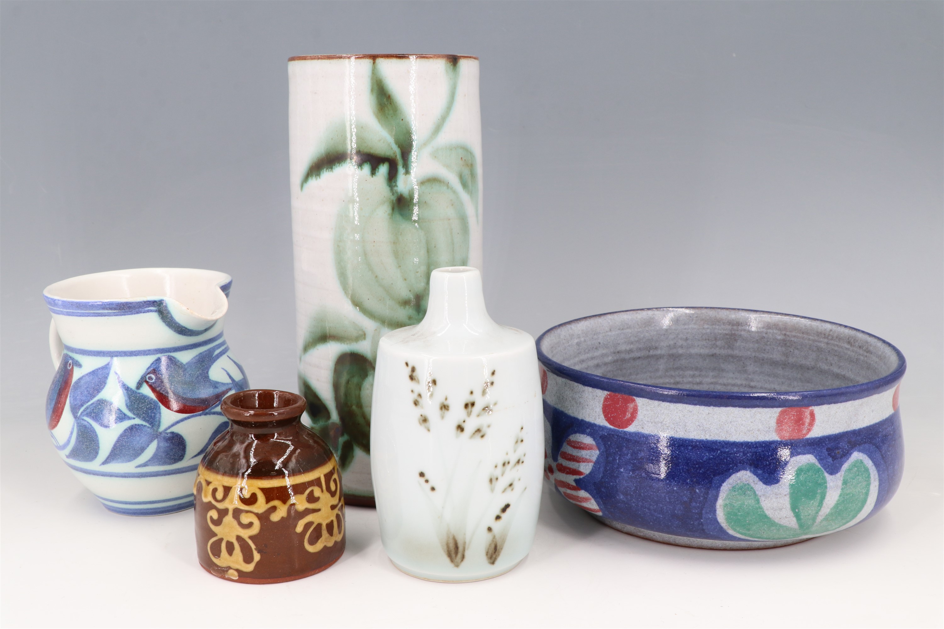 A group of late 20th Century studio / craft pottery including a specimen vase by Highbank Pottery,
