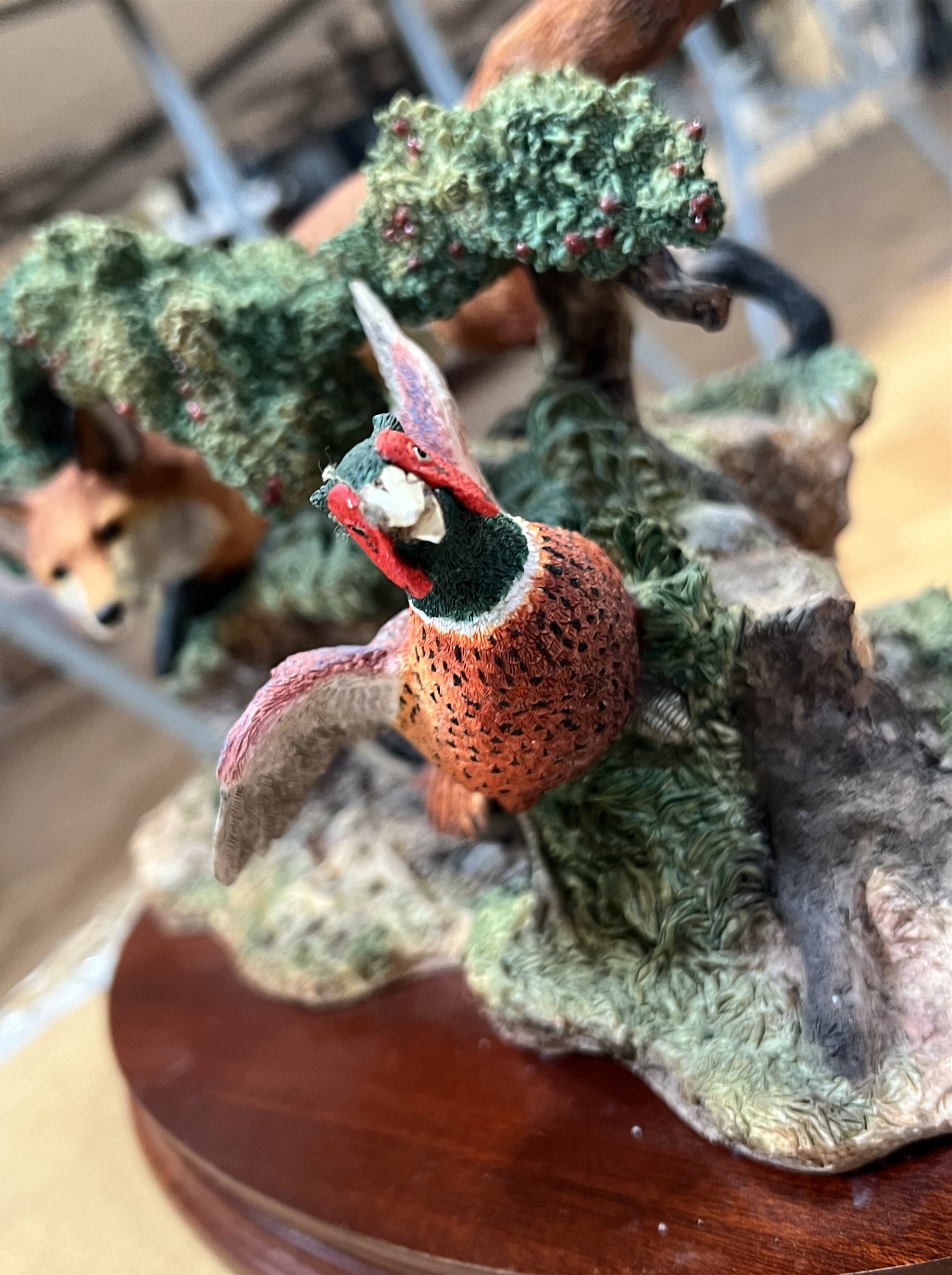 A boxed Border Fine Arts limited edition figurine, So Close Yet, 30 x 19 cm, (pheasant beak a/f) - Image 5 of 5