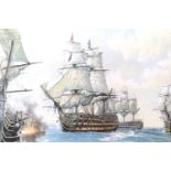 After Ronald Dean (Contemporary) "HMS Victory", a study of HMS Victory leading the weather line into