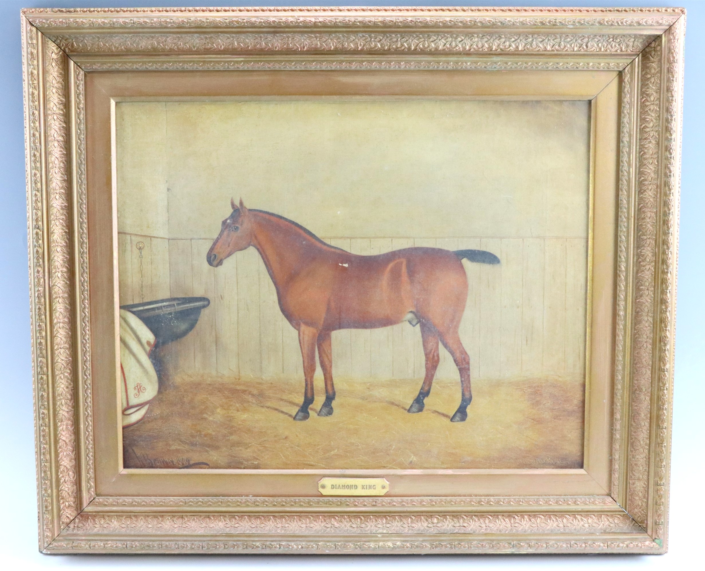 William Brown (1856 - 1940) "Diamond King", a study of the thoroughbred horse standing square in a - Image 2 of 2