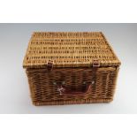 A vintage Optima wicker picnic basket hamper for House Of Fraser, 38 x 39 x 21 cm
