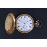 A Waltham gold-plated hunter pocket watch, early 20th Century, 50 mm excluding stem and bow, (runs