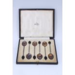 A 1920s cased set of silver coffee spoons having "bean" terminals, Hukin & Heath Ltd, Birmingham