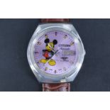 A Citizen Mickey Mouse wristwatch, having a 21 jewel automatic movement, the dial depciting Mickey