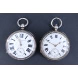 Two Victorian silver pocket watches, one by Owen Robinson of Leeds, each having a key-wound lever