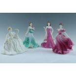 Four Coalport ladies, comprising three "Ladies of Fashion" and one other, tallest 22 cm