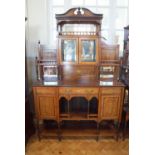 A late 19th Century marquetry inlaid rosewood display / side cabinet, 137 x 39 x 215 cm