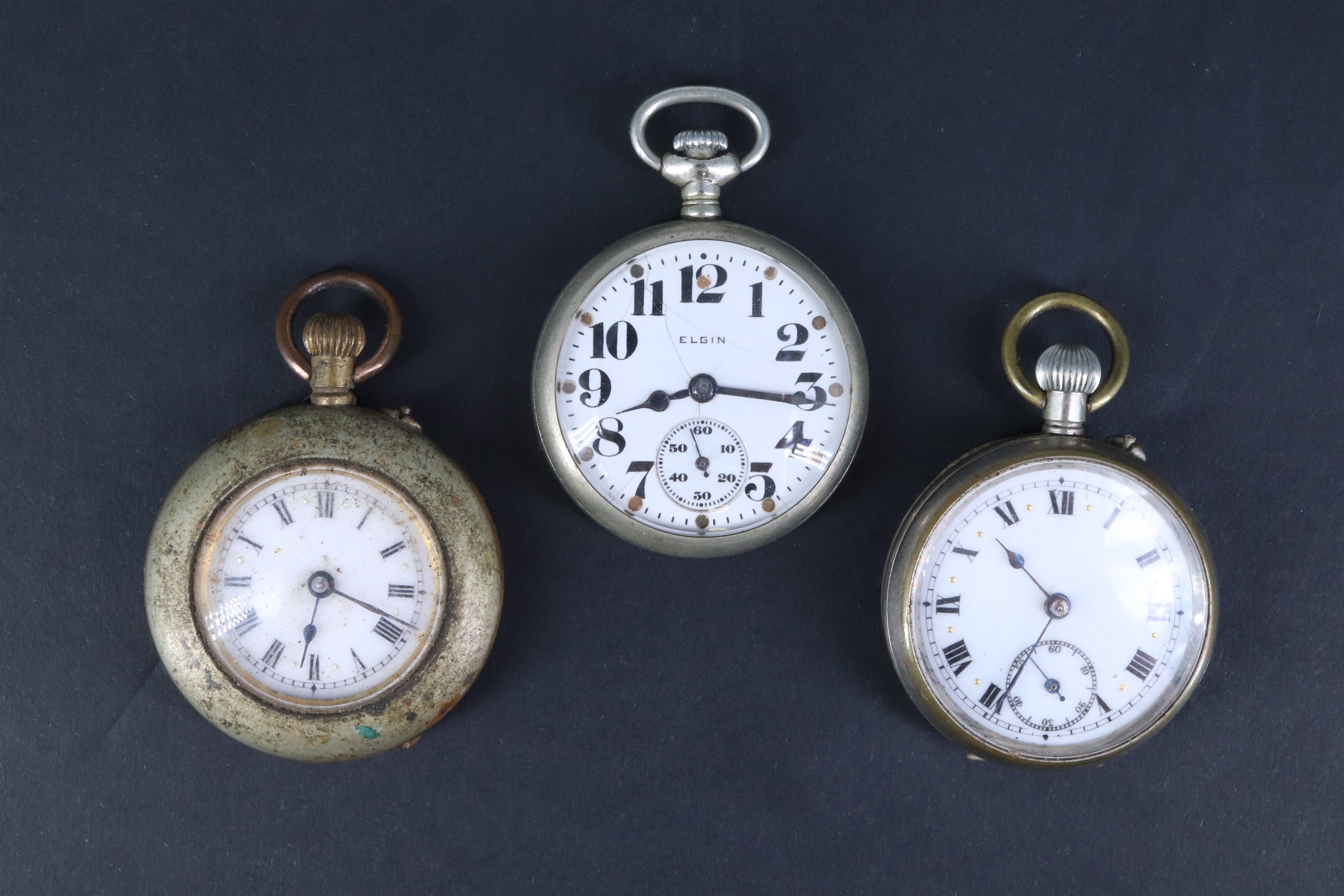 An early 20th Century Elgin nickel-cased crown-wound fob watch, 32 mm excluding stem and bow, (