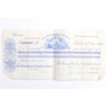 [ Cheque / banknote ] An 1899 The Union Bank of Australia Limited duplicate bill of exchange, to the