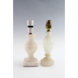 Two mid-to-late 20th Century baluster form onyx table lamps, tallest 24 cm