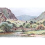 Harry James Sticks (1867 - 1938) A pastoral study of Ashness Bridge framed by rocky fells,