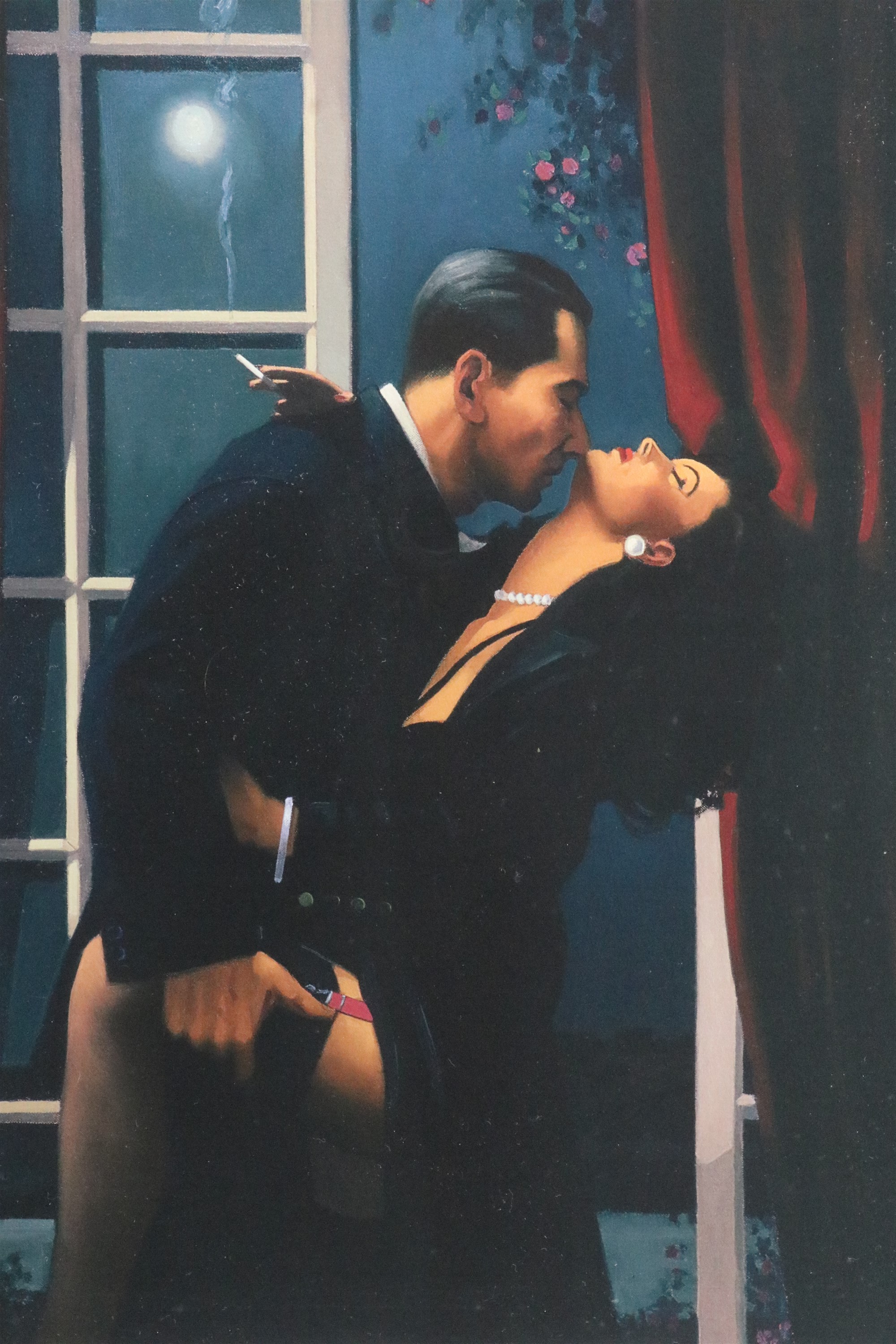 Jack Vettriano OBE (Contemporary) "Night Geometry", a film noir style portrayal of two lovers,