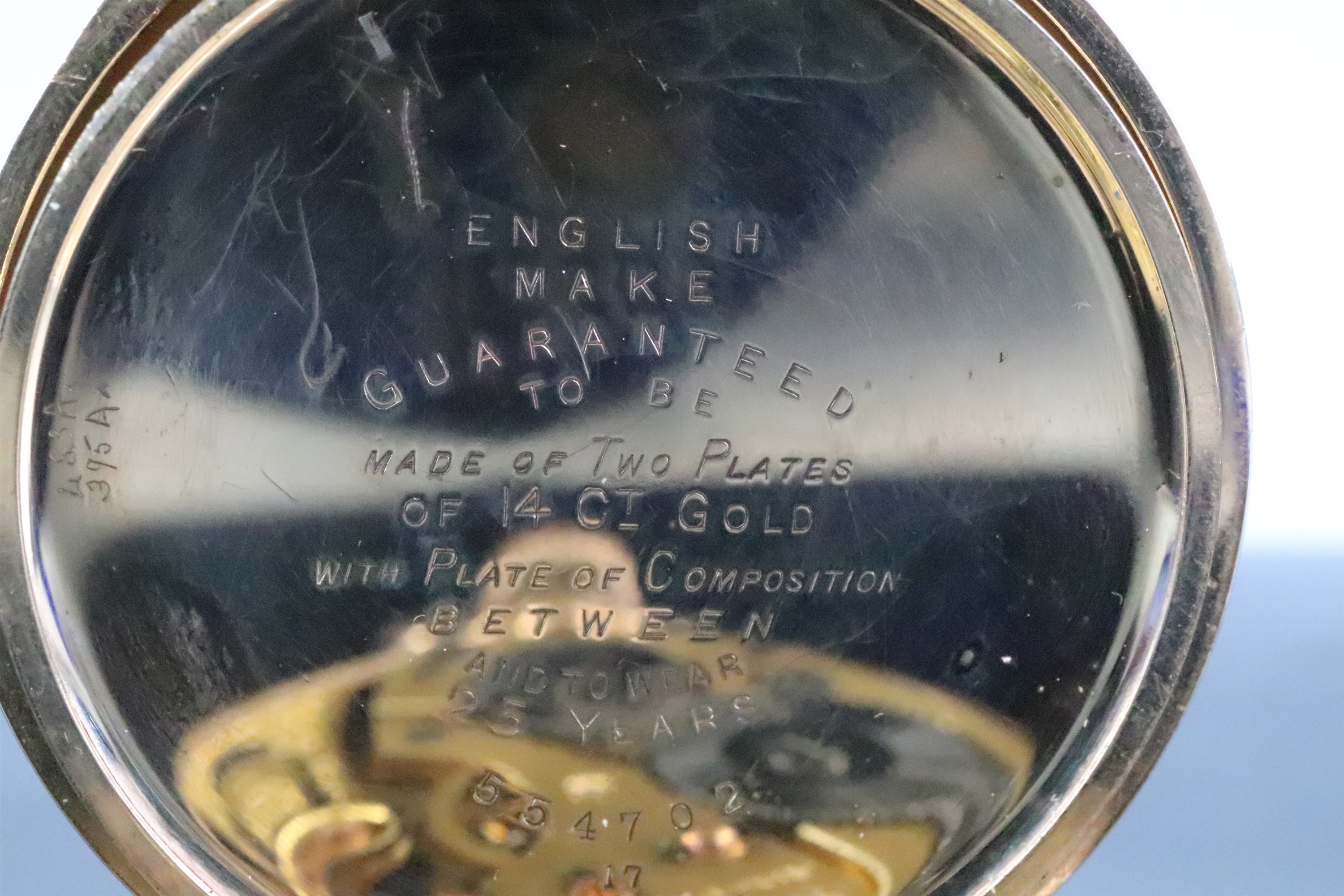 [ Military Medal ] A Great War "tribute" watch, being a Waltham gold plated open-faced pocket watch, - Image 7 of 7